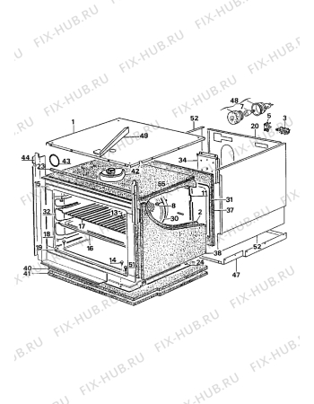 Взрыв-схема плиты (духовки) Electrolux CO1165W1 - Схема узла Internal panels